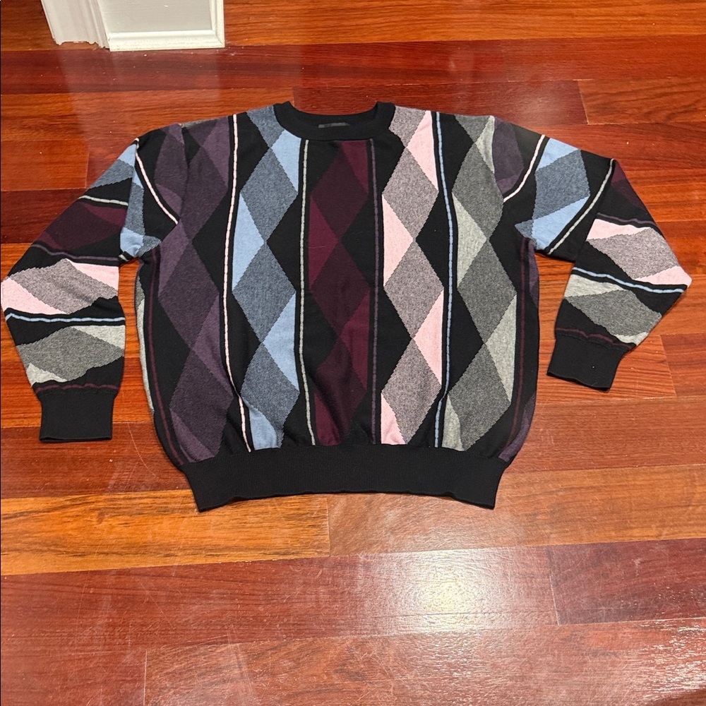 FX / Fusion Men's Argyle Crewneck Sweater - Black, Purple, Pink, Blue, Gray